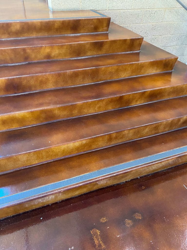 Stained concrete finish on stairs