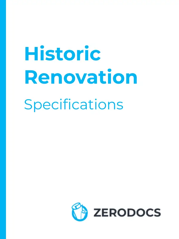 Historic renovation specifications 3-part specifications for Sale