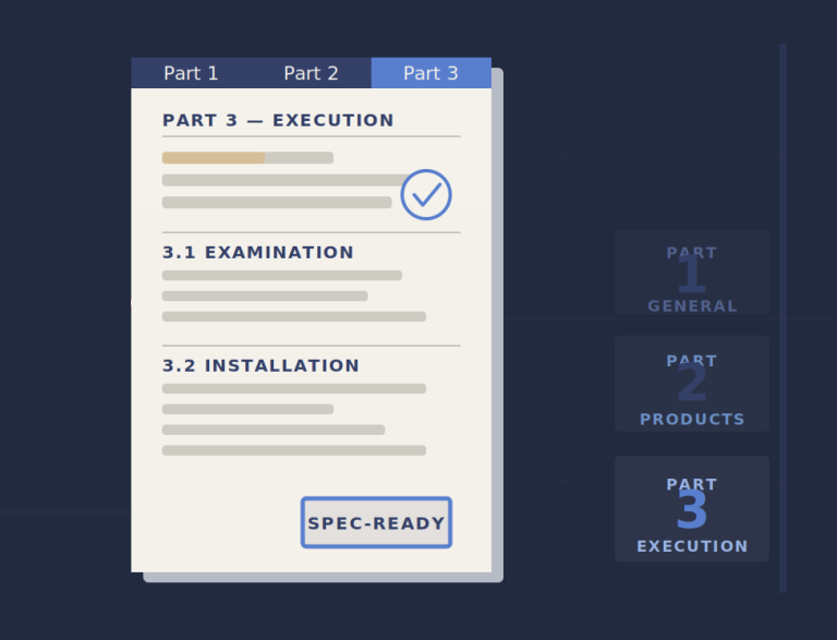 3-part specification for building products