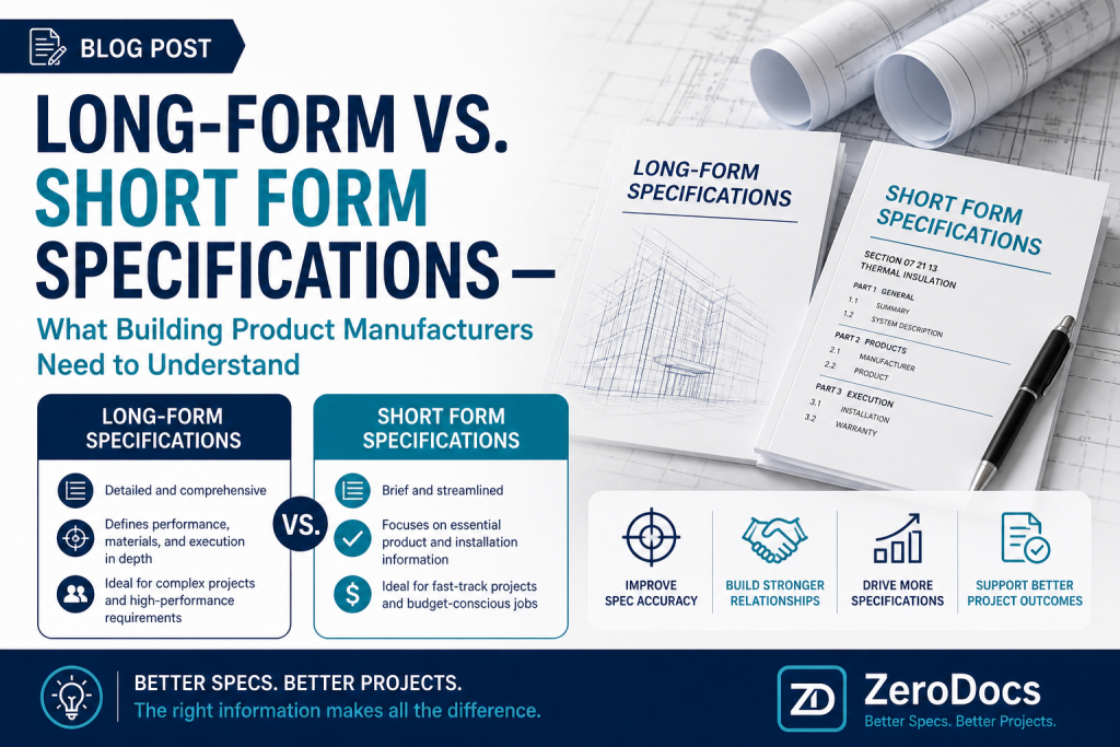 Long-Form vs. Short Form Specifications — What Building Product Manufacturers Need to Understand